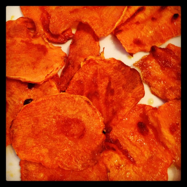 Sriracha Kale and Sweet Potato Chips